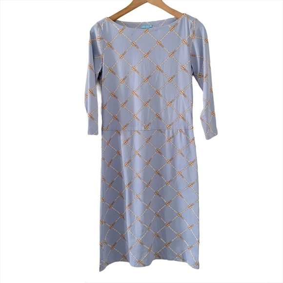 J.McLaughlin Blue Chain Print Catalina Cloth Dress - Picture 1 of 6